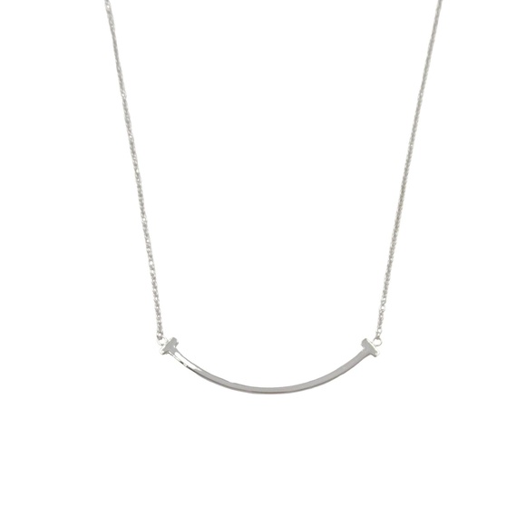 Tiffany Handbags - Tiffany Co T Smile Necklace White Gold Silver